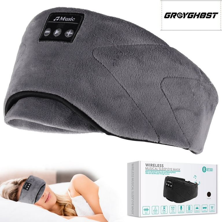 JIAOCHU 3 in 1 Bluetooth Sleep Headphones White Noise Sleep Mask Sports Headband Gray Walmart