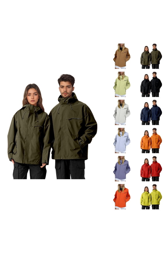 3-in-1 Windbreaker Jacket for Women Men Fall Winter Detachable Fleece Windproof Waterproof Zip Up Ski Jacket Outerwear