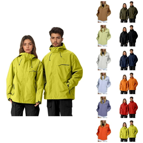 3-in-1 Windbreaker Jacket for Women Men Fall Winter Detachable Fleece Windproof Waterproof Zip Up Ski Jacket Outerwear