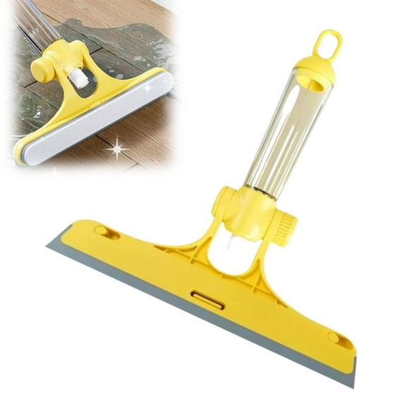3 in 1 Window Cleaning Scraper, All-Purpose Spray Window Squeegee Cleaner Tool,for Glass Doors for Windows Glass, Mirrors Scraper, Brush, 8.47x10.12"