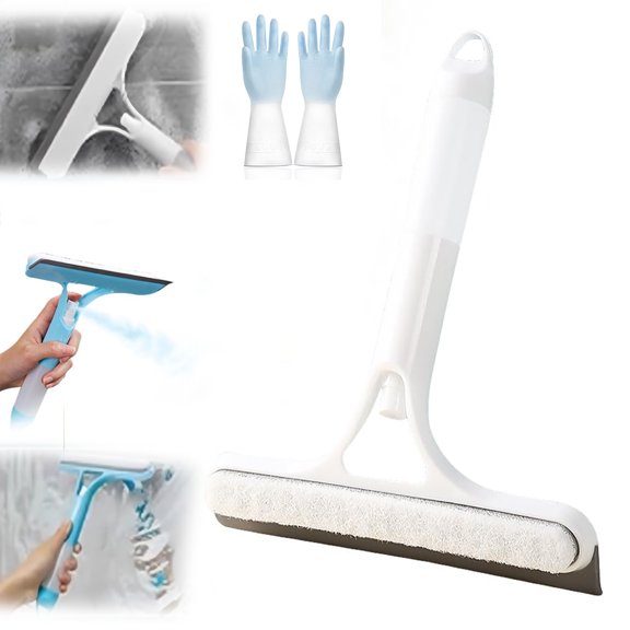 3 in 1 Window Cleaning Scraper with Built-in Spray Bottle - Streak-Free Crystal Finish for Glass/Tiles, Multi-Surface Tool for Home & Car Windows