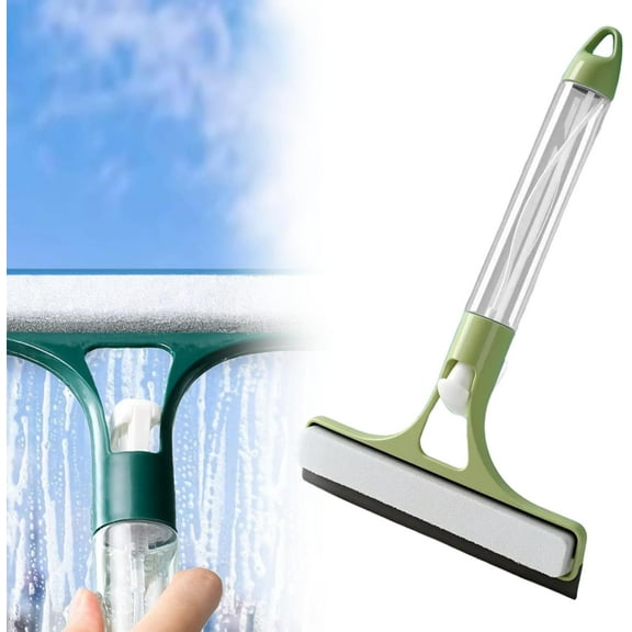 3 in 1 Window Squeegee with Sprayer - 2025 Upgraded Glass Cleaner Tool for Shower Doors, Windows & Mirrors - All-Purpose Cleaner Tool (Orange)