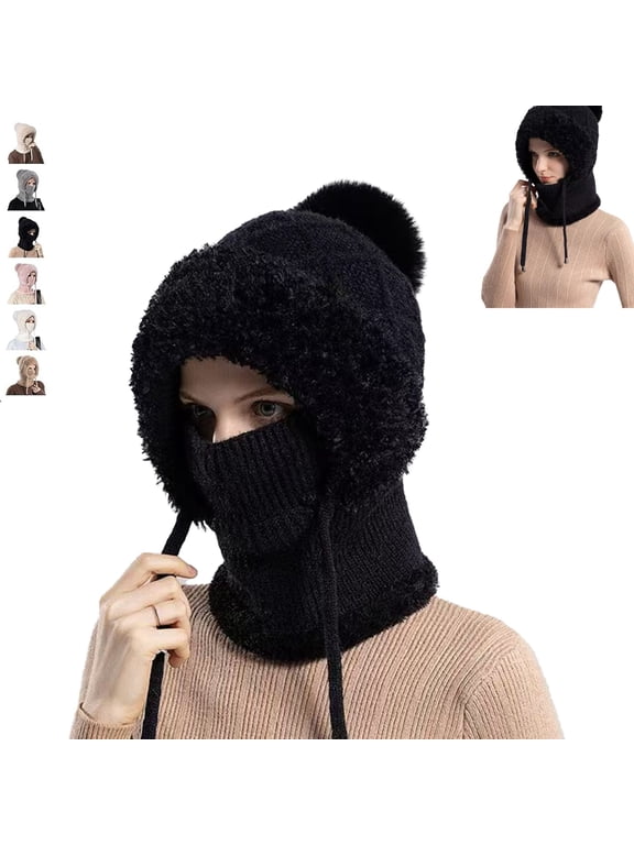 3-in-1 Winter Beanie Hat Scarf and Face Cover Set, Cold Weather Head, Ear and Neck Warmer for Adults Outdoor Use