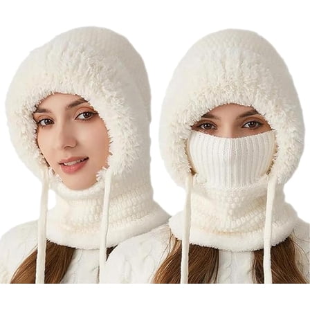 3-in-1 Winter Hat with Scarf - Balaclava Face Mask Beanie