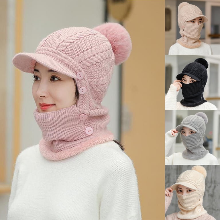 Women Gray+white+pink 3-Pack Winter Beanie Hats Fleece Lined Warm SkullCaps Luxury Silk-Lined Cashmere & Merino Wool Winter Beanie  main image 4