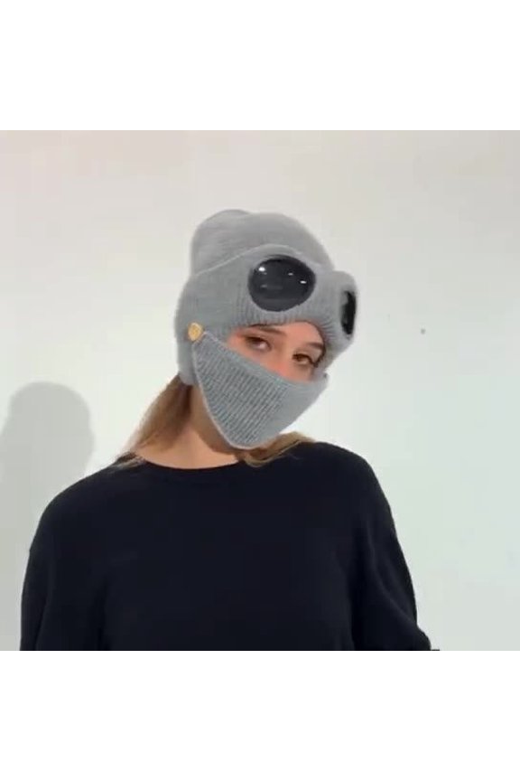 3-in-1 Winter Ski Hat, Beanie with Detachable Mask and Goggles, Unisex Thermal Knit Hat for Snowboarding Skiing, Cold Weather Outdoor Activity Set for Men Women