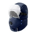 thumbnail image 1 of 3 in 1 Winter Trapper Warm Hat Windproof Waterproof Faux Fur Lined Full Coverage Hunting Trooper Hats for Men Women, 1 of 1