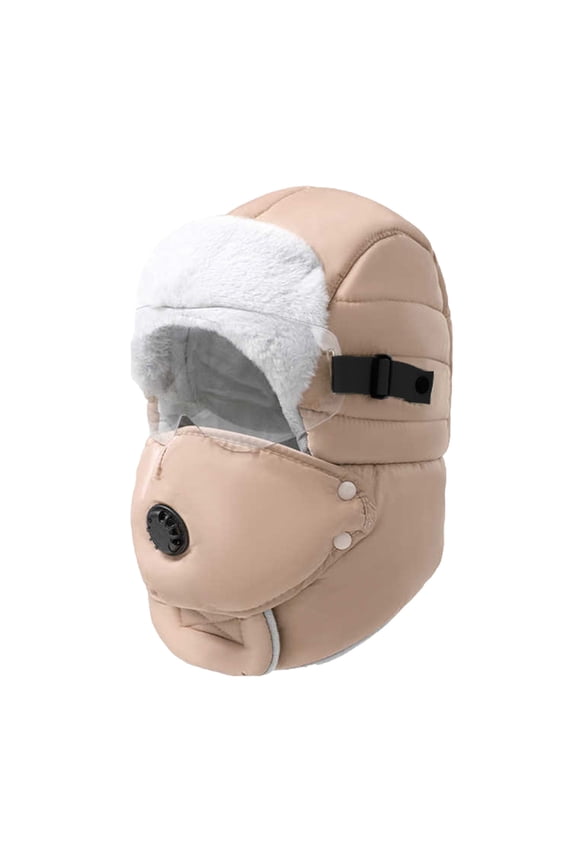 3 in 1 Winter Trapper Warm Hat Windproof Waterproof Faux Fur Lined Full Coverage Hunting Trooper Hats for Men Women