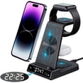 thumbnail image 1 of 3 in 1 Wireless Charger, Charging Station with Clock for iPhone and Apple Multiple Devices, Black, 1 of 8