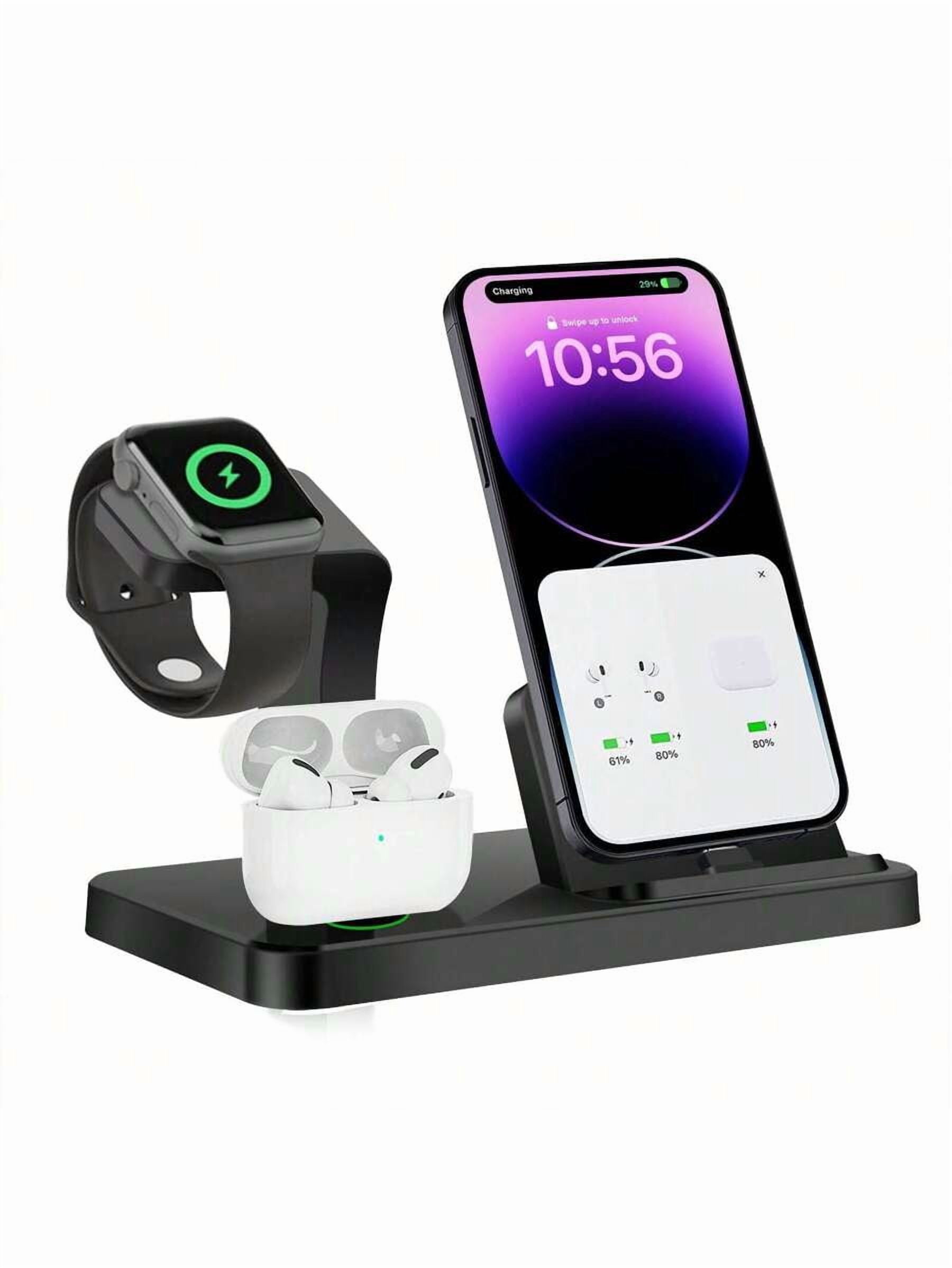 3 in 1 Wireless Charger Stand for iPhone 14-6, Apple Watch Ultra/SE/10-2, AirPods 4/3