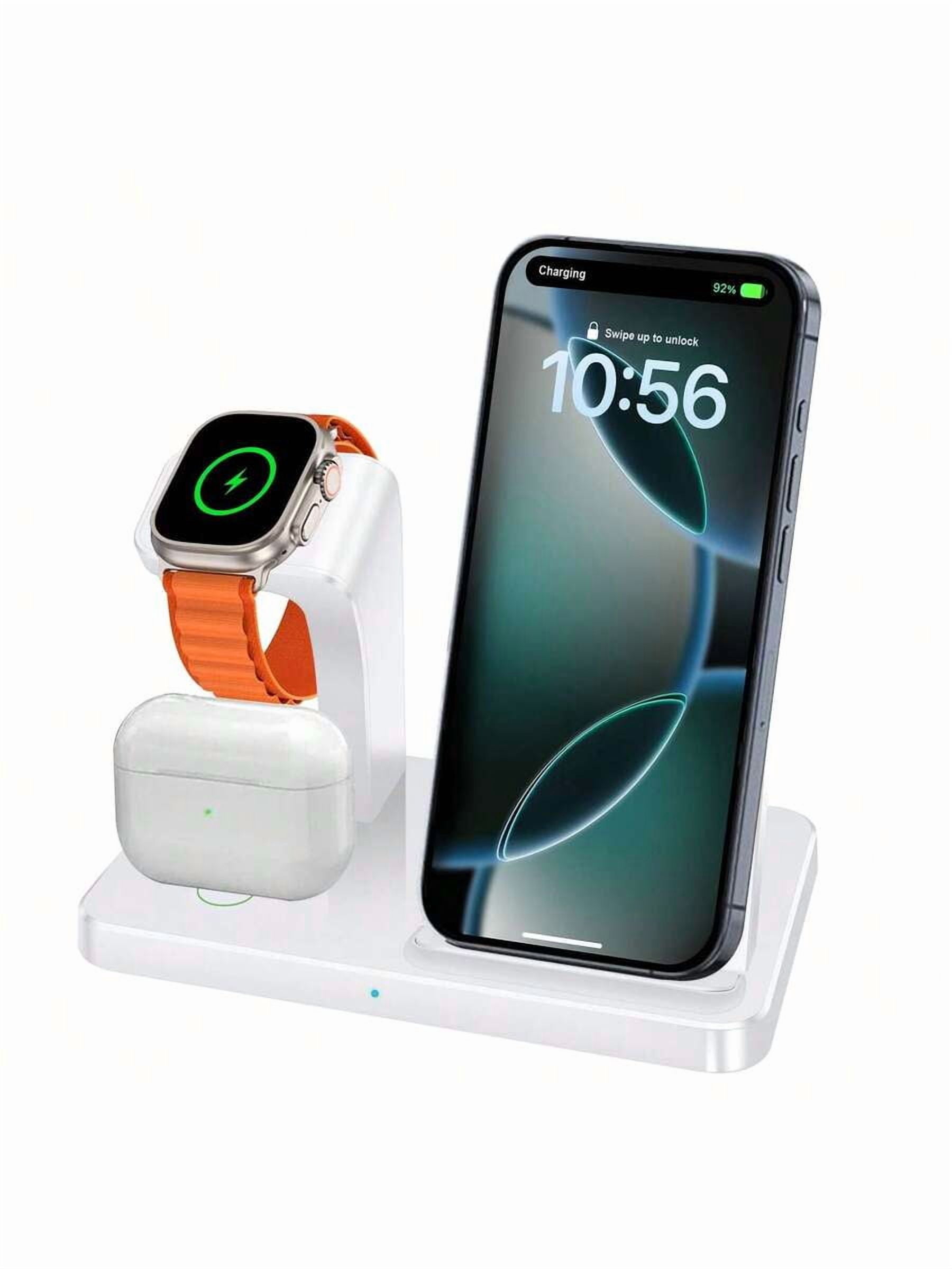 3 in 1 Wireless Charger Stand for iPhone 14-6, Apple Watch Ultra/SE/10-2, AirPods 4/3