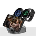 thumbnail image 1 of 3-in-1 Wireless Charging Stand - 4.17"x3.07" Foldable 15W Fast Charger for Phone Watch Earbuds, Desk Organizer with Type-C Cable, 1 of 6
