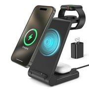 2025 Wireless Fast Charger for Apple, Android Charging Station, 3 in 1 Travel Charger for Multiple Devices,Compatible for iPhone 17 16 15 14 13, Apple Watchs, Air pods, Gift Idea, Home, Office Use