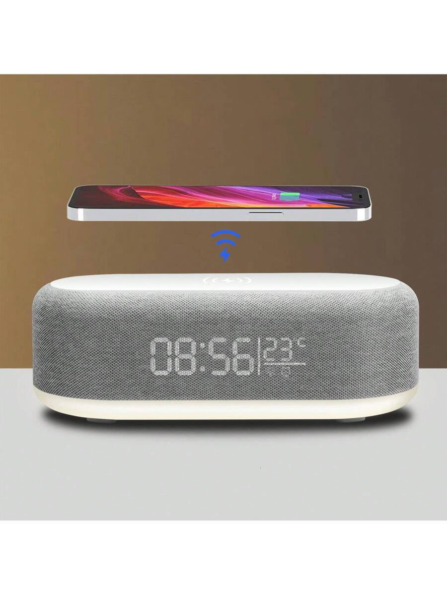 3-in-1 Wireless Charging Station with Digital Alarm Clock & Night Light, 15W Fast Charger Compatible with iPhone 16 15 14 13, Samsung Galaxy, Pixel, Desk Clock with Temperature Display