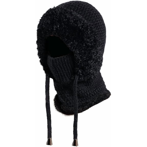 3 in 1 Women's Winter Hat, Women Balaclava Hat 55cm-60cm Warm Neck Warmer Sets Thick Soft Knitted for Outdoor Skiing