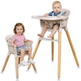 thumbnail image 1 of Fodoss 3-in-1 Wooden High Chair for Babies and Toddlers Easy Clean Baby Feeding Chair with Sponge Cushion Beige, 1 of 8