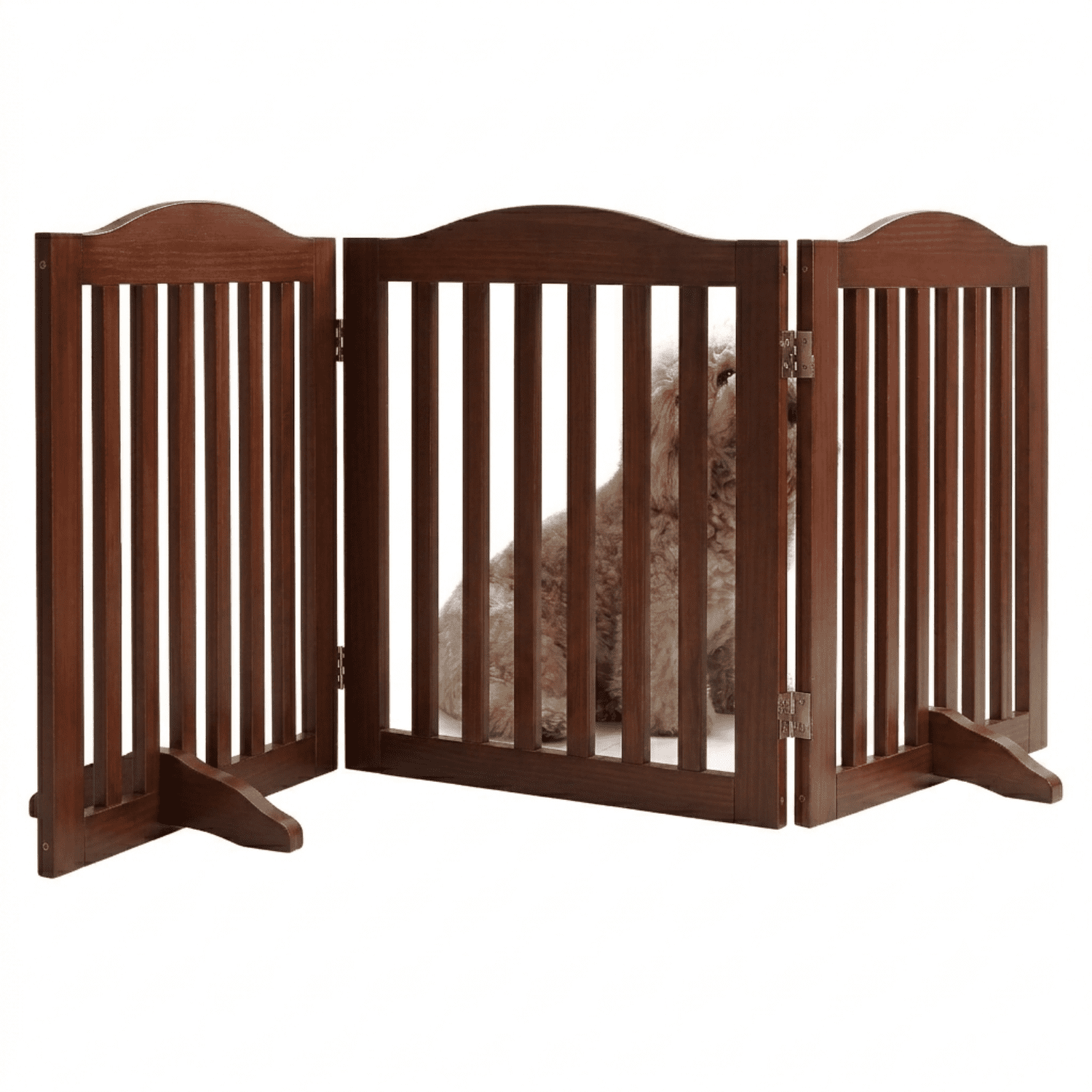3-in-1 Wooden Pet Gate, Freestanding, Room Divider & Playpen, Z-Shape Support, Zero Assembly