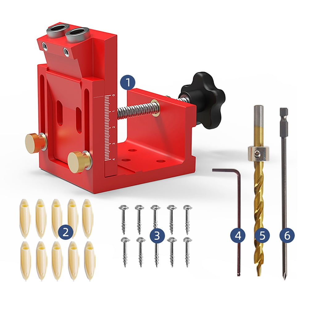 3 in 1 Woodworking Doweling Jig Kit Handheld Pocket Hole Jig Tools Set Adjustable Drill Guide Locator Puncher Tool
