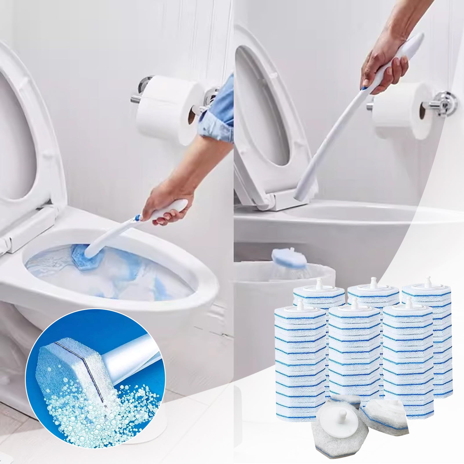 TidyTale Disposable Toilet Brush – Wall-Mounted, 12 Refill Heads, Hands-Free Cleaning