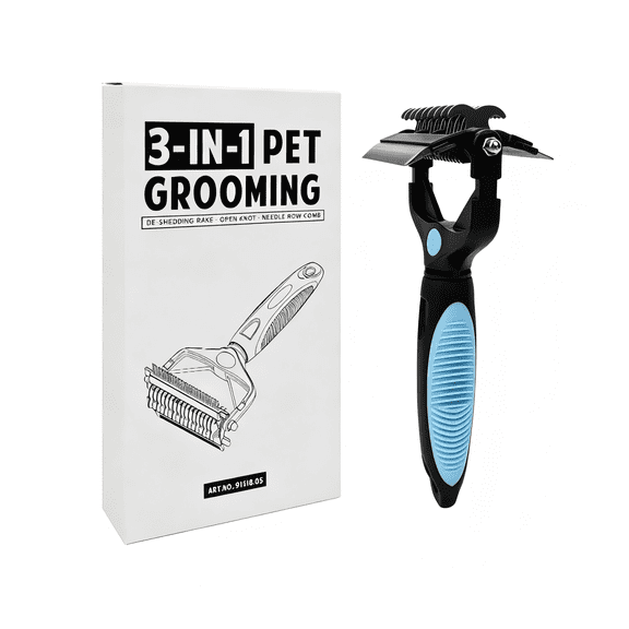 3-in-1 deshedding brush for dogs, Deshedding Tool & Undercoat Rake for Dogs & Cats, Dematting Comb for Mats, Tangles & Loose Fur, for Long cat brush dog brush Short Haired Pets