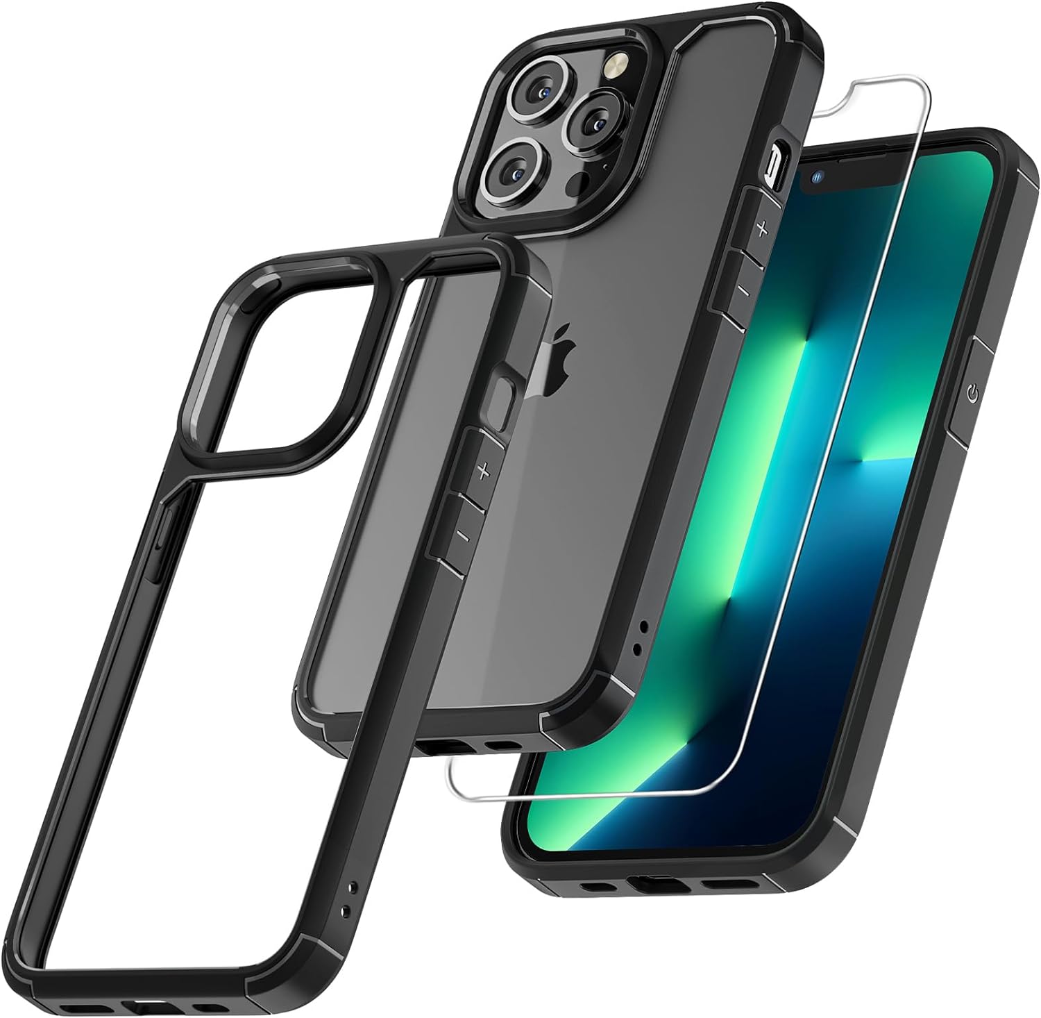 3 in 1 for iPhone 13 Pro Case, [Not-Yellowing] with 2X Screen Protector ...