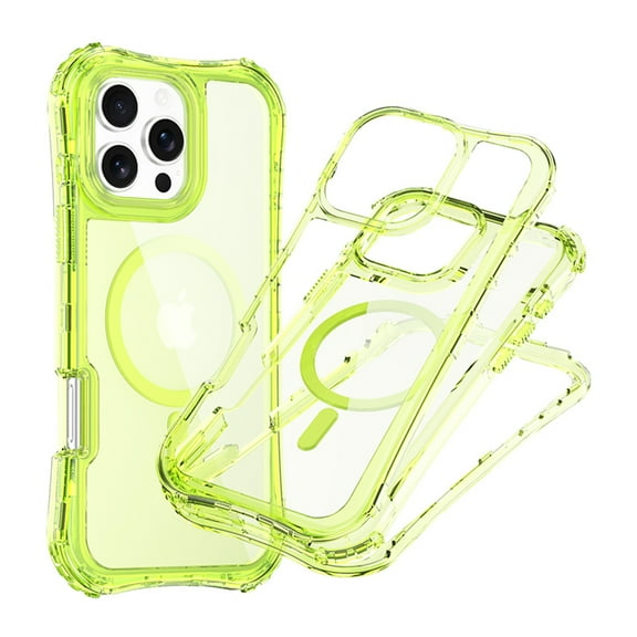 3-in-1 for iPhone 12 Pro / 12 6.1" Magnetic Case, Compatible with Mag-Safe [Anti-Yellowing] with Front PC Protective Frame, Wrist Strap, Military-Grade Protection, Shockproof Slim Phone Case, Green