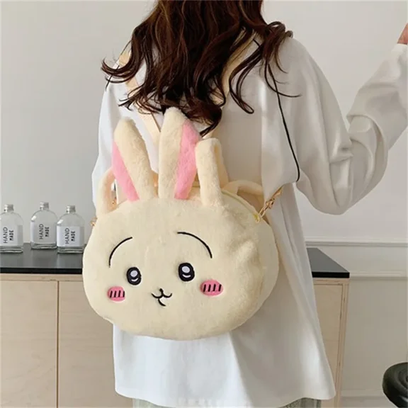 3 in 1Chiikawa Plush Shoulder Bag Cartoon Usagi Hachiware Crossbody Storage Bag Large Capacity Backpack Birthday Giftt