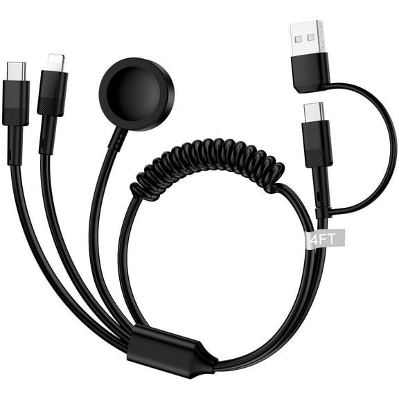 3 in 2 Charging Cable Compatible for Watch Charger, 4ft Magnetic Wireless Watch Fast Charging Cable, Power Delivery Smart i-Watch Charging Cable Compatible with iWatch, iPhone, Android, Black