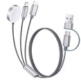 thumbnail image 1 of 4FT Multi Charging Cable Cord, Apple Watch Charger, iPhone Charger, 3-in-2 Type C/L Cable Portable Designed for iWatch,iPhone 17-8,Samsung Galaxy S24-21, Black, 1 of 10