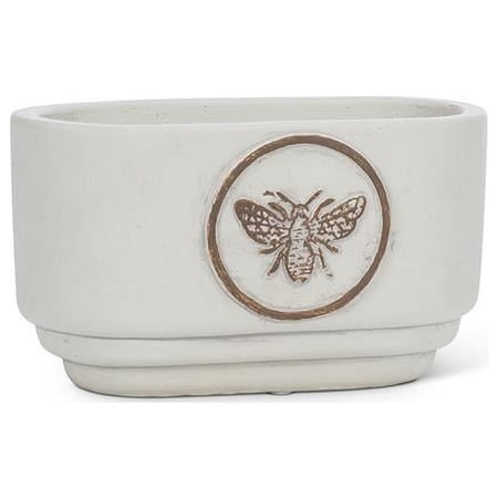 3 in. Bee Crest Oval Planter, Grey - Small