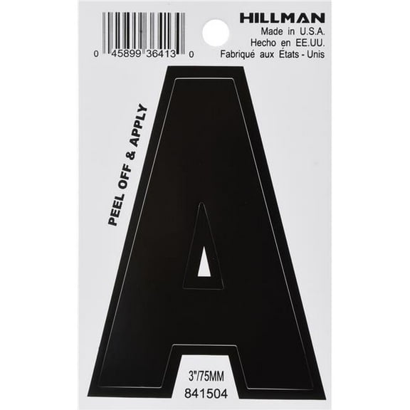 3 in. Black Glossy Vinyl Die-Cut Adhesive Letter - A