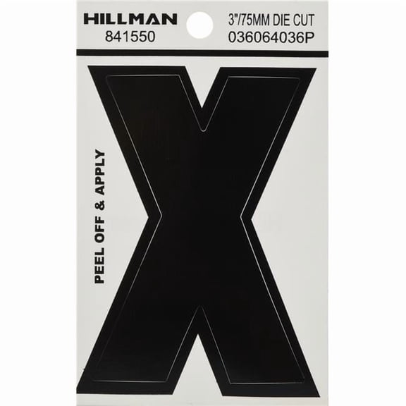 3 in. Black Glossy Vinyl Die-Cut Adhesive Letter - X
