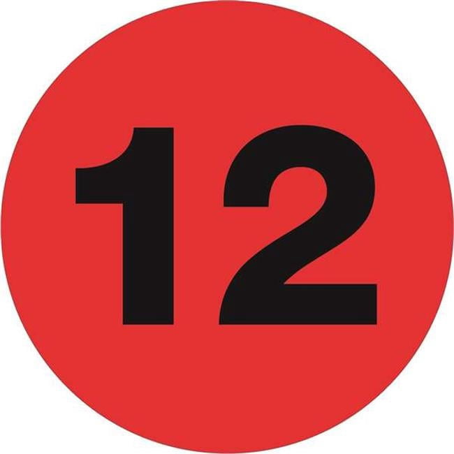 3 in. Circle - 12 Fluorescent Red Number Labels - Roll of 500 - Walmart.com