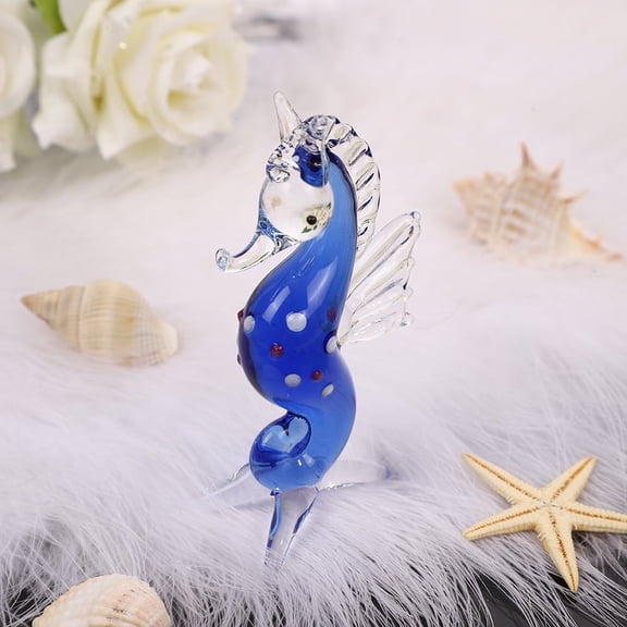 3 in Crystal Seahorse Figurine Lovely Craft Home Decor Ornaments Collectible Birthday Gifts (Blue)