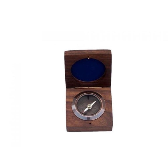 3 in. Desk Compass with Rosewood Box - Antique Copper