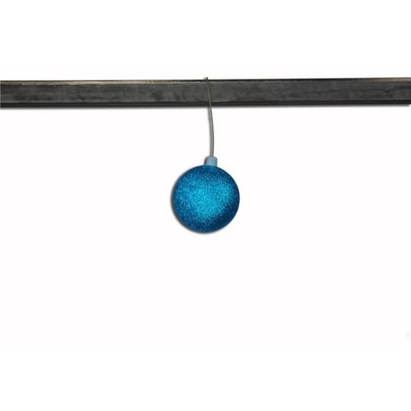 3 in. Glitter Ball Ornament with Wire, Aqua - Pack of 12