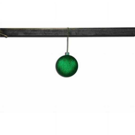 3 in. Glitter Ball Ornament with Wire, Green - Pack of 12