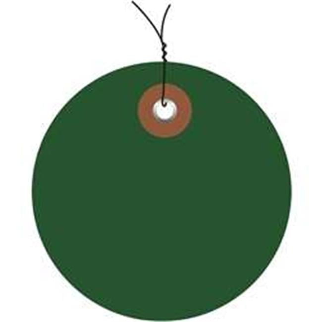 3 in. Green Plastic Circle Tags - Pre-Wired - Pack of 100