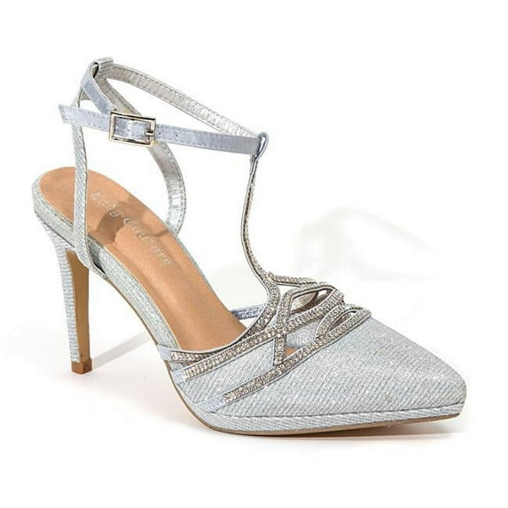 3 in. Heel-Dressy Closed Toe Shoes, Silver - Size 39