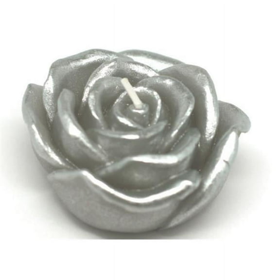 3 in. Metallic Silver Rose Floating Candles -12pc-Box