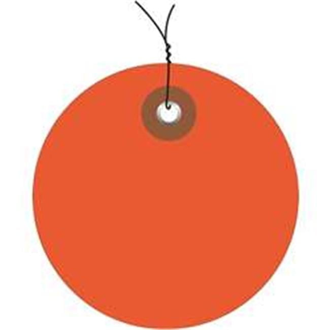 3 in. Orange Plastic Circle Tags - Pre-Wired - Pack of 100 - Orange - 3in. Diameter