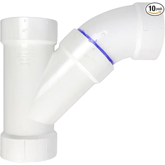3 in. PVC DWV 2-Piece Combination Wye & 1/8 Bend 45° Elbow Hub, White PVC Drain, Waste & Vent Fitting, (10 Pack)