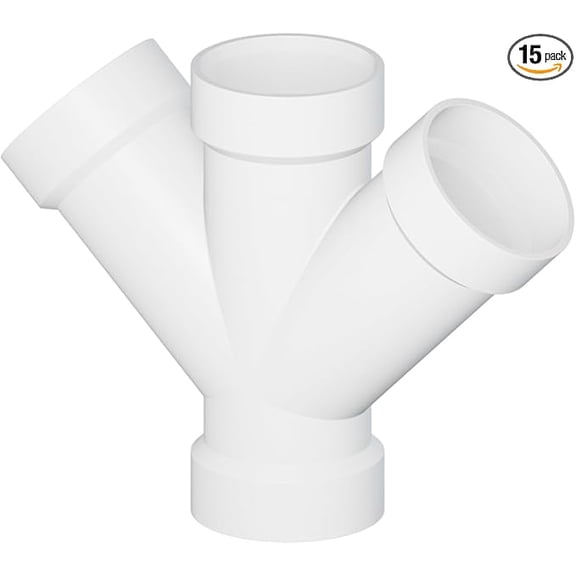 3 in. PVC DWV Double Wye Hub, White PVC Drain, Waste & Vent Fitting, (15 Pack)