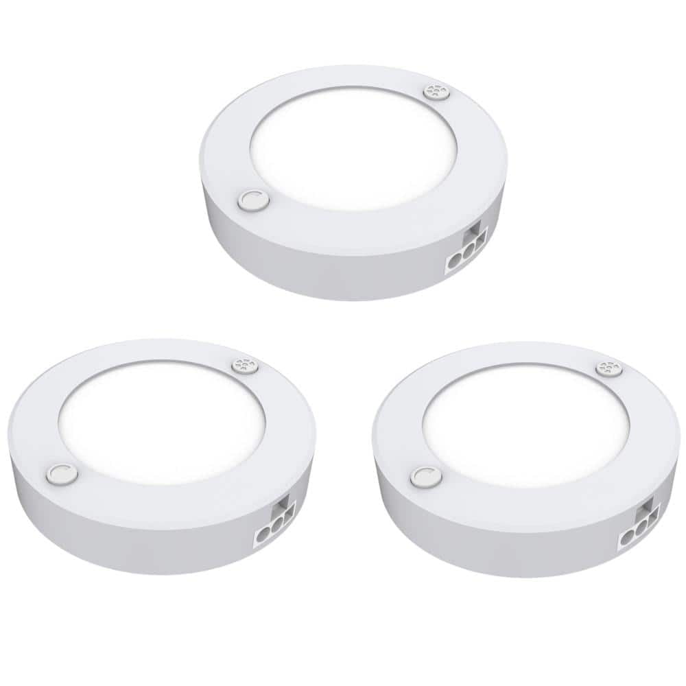 3-Inch White Aluminum LED Puck Lights with Adjustable Color Temperature