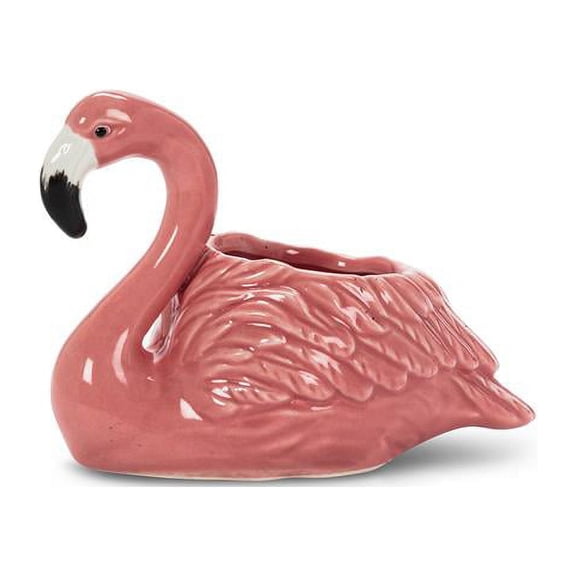 3 in. Porcelain Flamingo Planter, Pink - Small