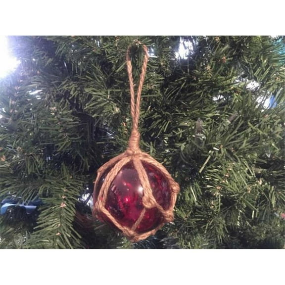 3 in. Red Japanese Glass Ball Fishing Float Decoration Christmas Ornament