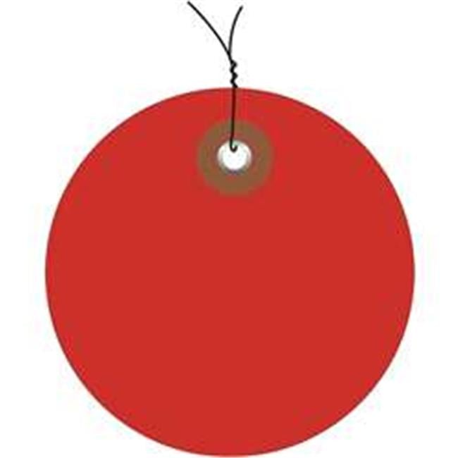 3 in. Red Plastic Circle Tags - Pre-Wired - Pack of 100