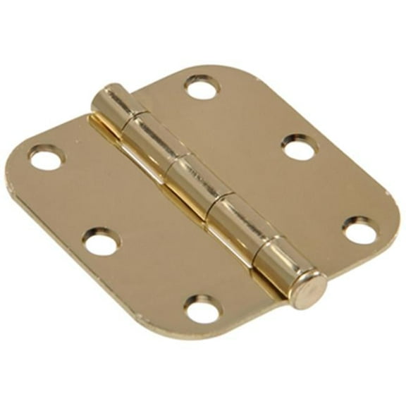 3 in. Residential Door Hinge with 0.62 in. Round Corners, Brass Plated