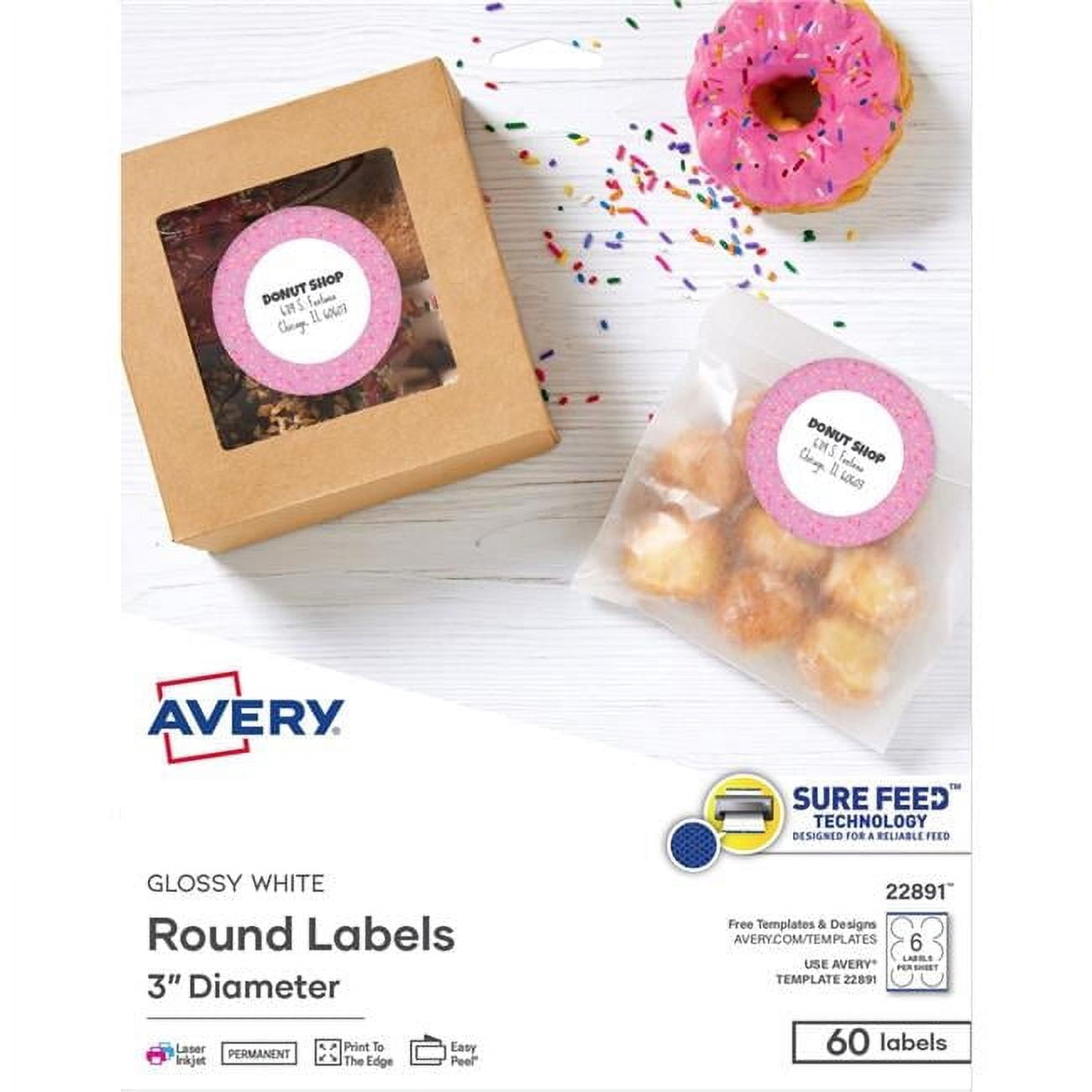 3 in. Round Labels, White - Case of 60 - Walmart.com