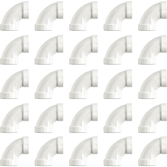 3 in. White PVC DWV 1/4 Bend 90-Degree Elbow, Hub x Hub Drain, Waste & Vent Plumbing Fitting, (25 Pack)